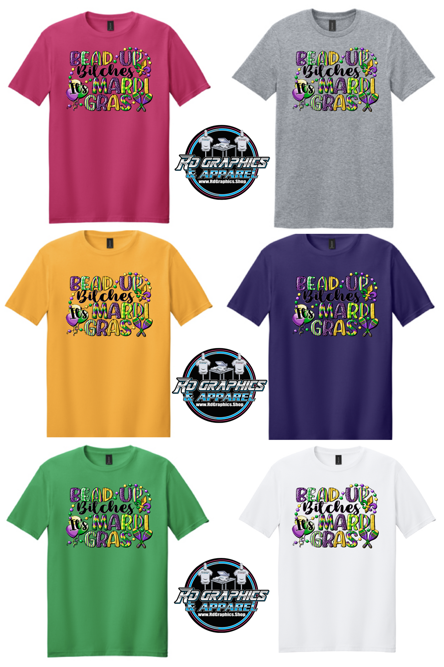 Mardi Gras Bead Up Unisex T-Shirt