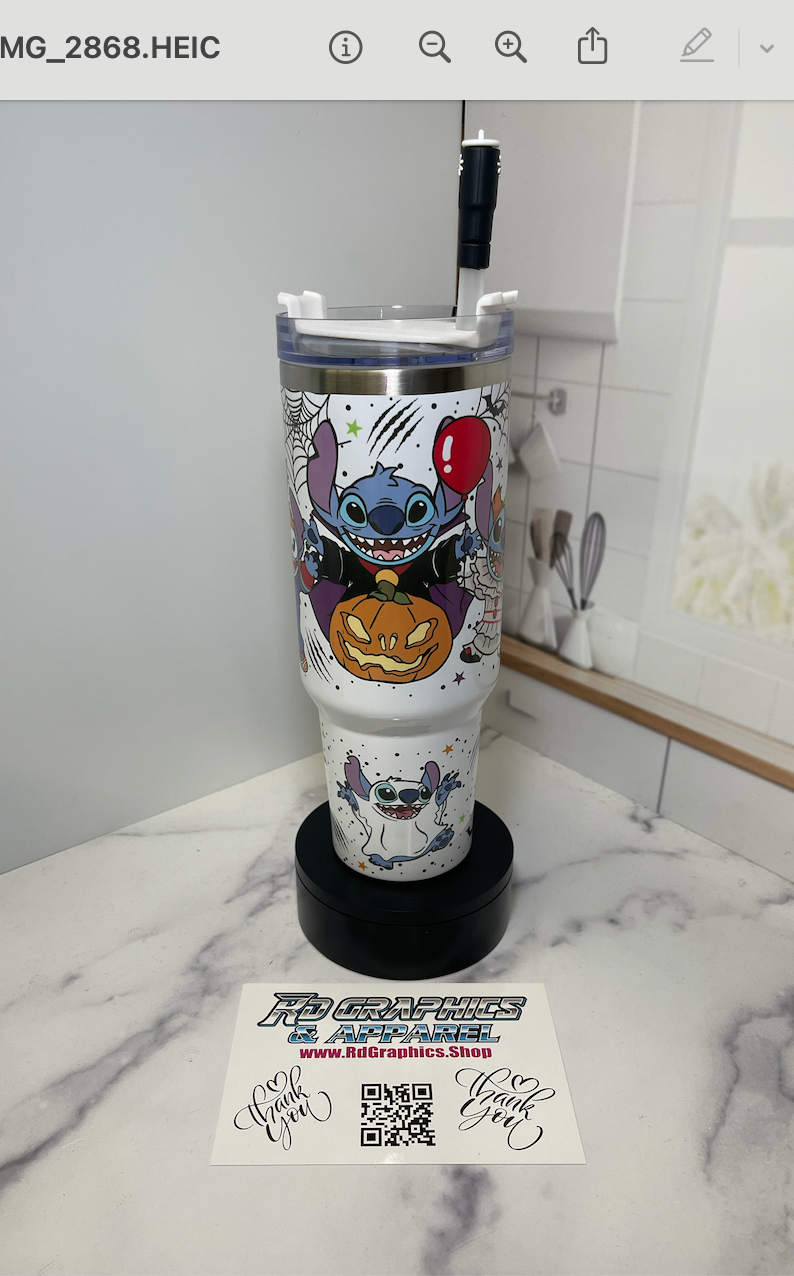 Stitch Horror Movies Tumbler 40oz