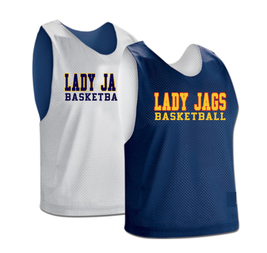 PJP Lady Jags Basketball: Navy / White Ladies Mesh Reversible Practice Jersey