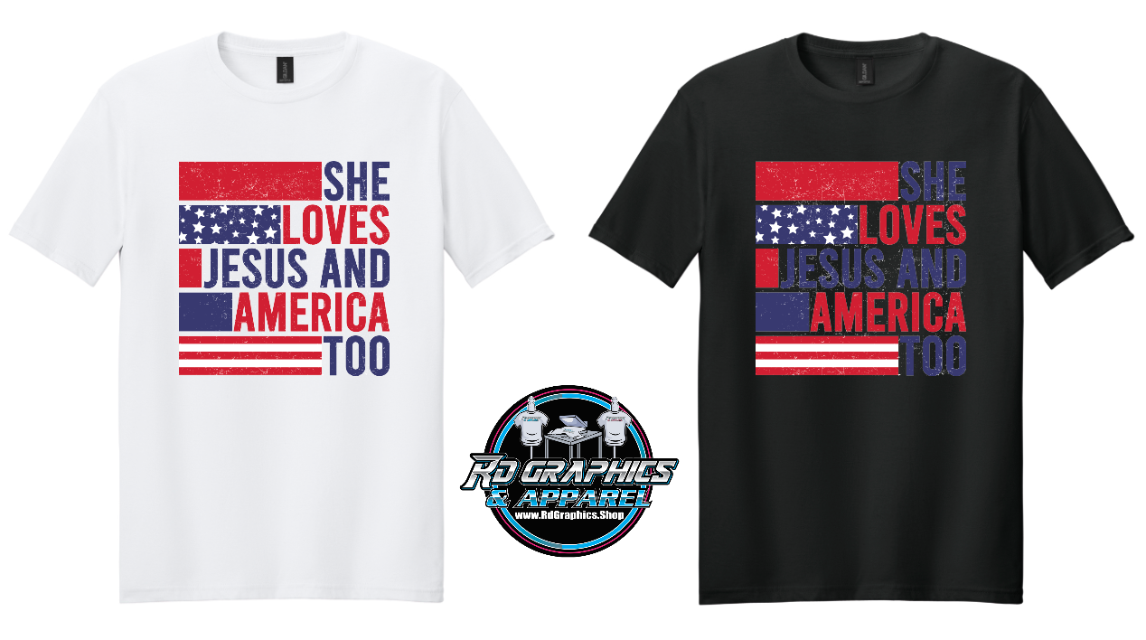She Loves Jesus and America Unisex T-Shirt