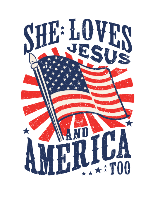She Loves Jesus and America Flag Unisex T-Shirt