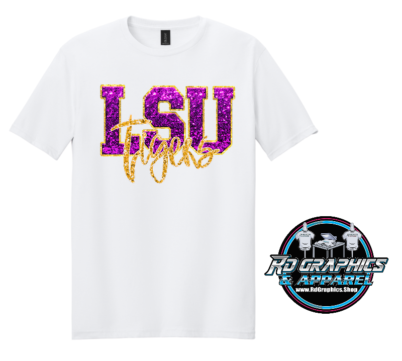Louisiana SU Faux Glitter Purple Unisex T-Shirt