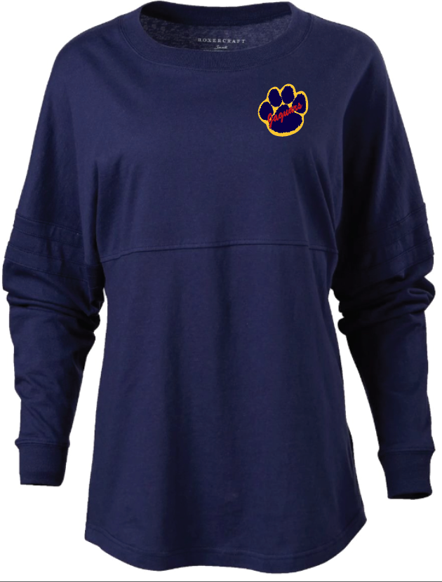 PJP CHEER Navy Women's Pom Pom Long Sleeve Jersey T-Shirt (RDGBW3514PJP)