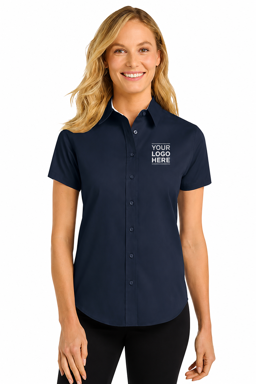 Button-down collar Short Sleeve Easy Care Shirt Ladies (RDGL508)