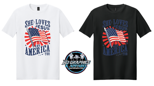 She Loves Jesus and America Flag Unisex T-Shirt