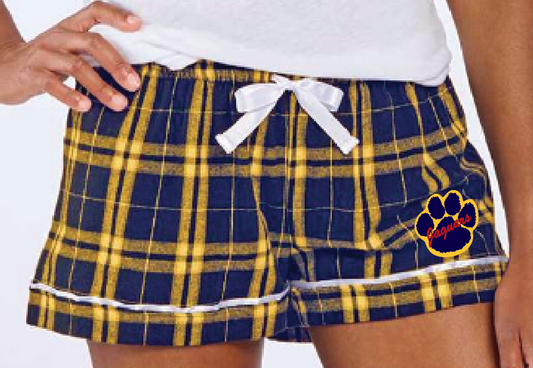 PJP CHEER *Mandatory* Navy/Gold Women's Flannel Shorts (RDGBW6501PJP)