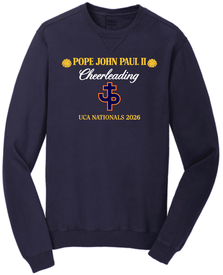 PJP CHEER Unisex Navy Beach Wash® Garment-Dyed Crewneck Sweatshirt (RDGPC098PJP)